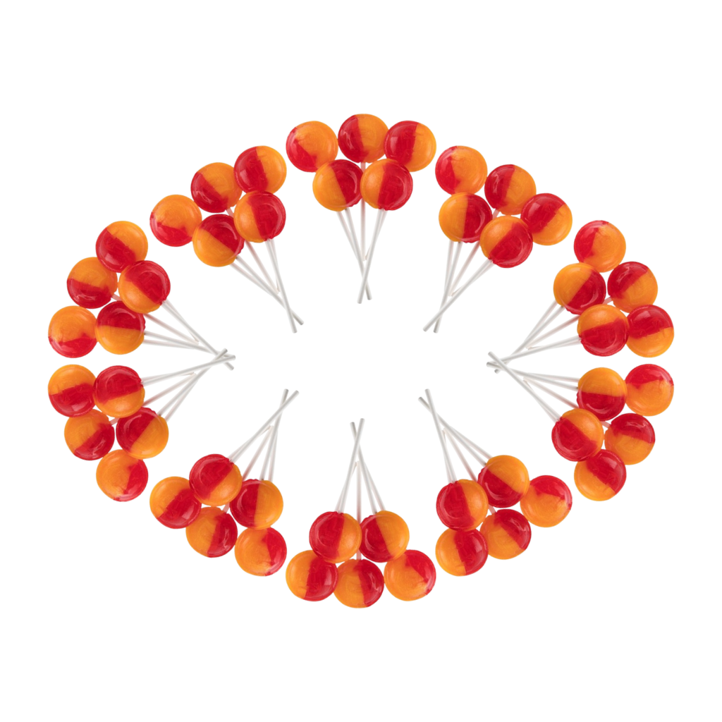 Dobsons Peach Melba Mega Lollies 50 Unwrapped Lollipops Bag British Gluten Free and Vegetarian Friendly Candy Lolly