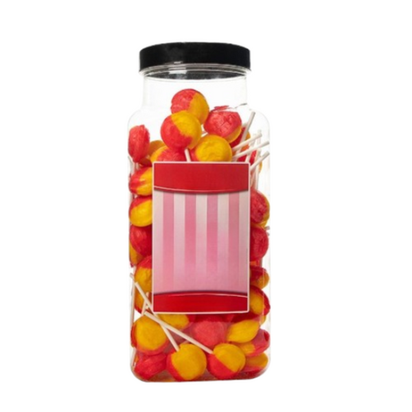 Dobsons Pear Drop Mega Lollies 90 Unwrapped Lollipops Jar British Gluten Free and Vegetarian Friendly Candy Lolly