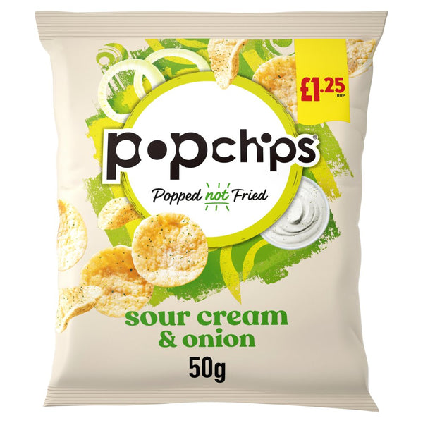 popchips Sour Cream & Onion Crisps 50g (Pack of 16)