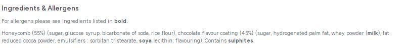 Zorba Online Chocolate Covered Cinder Toffee 500g Bag