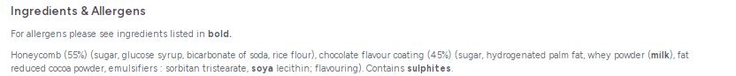 Zorba Online Chocolate Covered Cinder Toffee 250g Bag