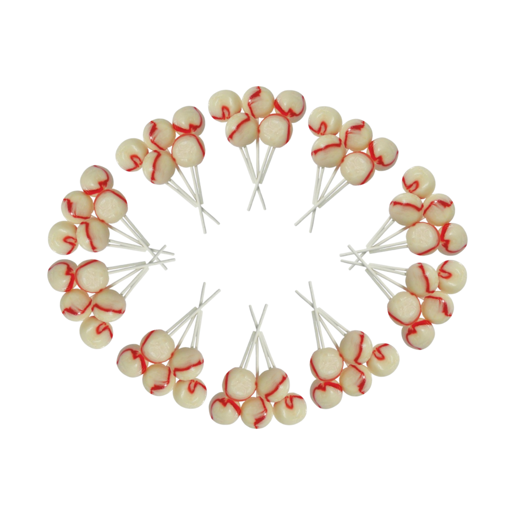 Dobsons Raspberry Ripple Mega Lollies 50 Unwrapped Lollipops Bag British Gluten Free and Vegetarian Friendly Candy Lolly