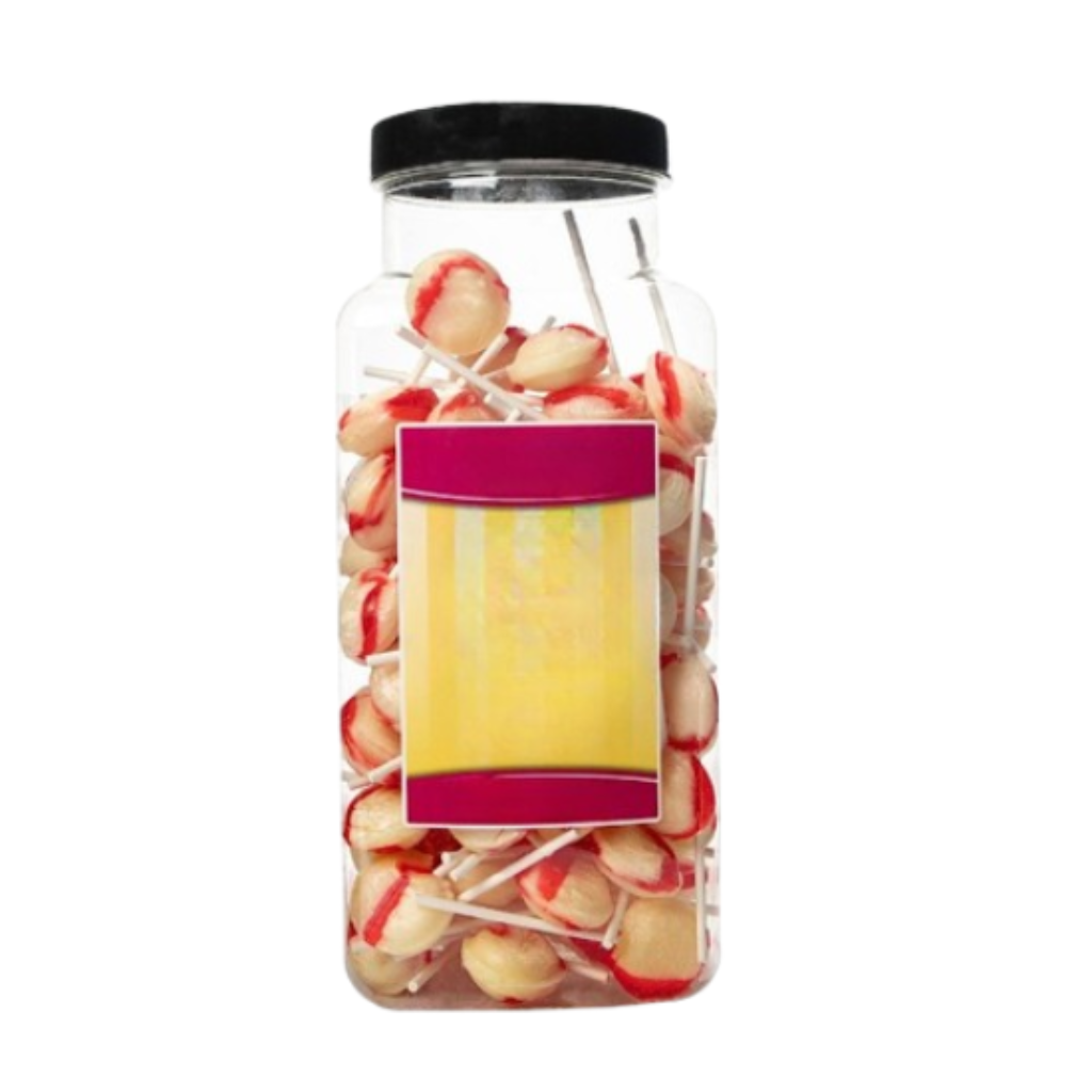 Dobsons Raspberry Ripple Mega Lollies 90 Unwrapped Lollipops Jar British Gluten Free and Vegetarian Friendly Candy Lolly