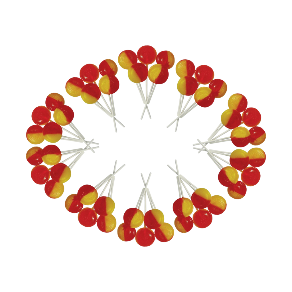 Dobsons Rhubarb and Custard Mega Lollies 50 Unwrapped Lollipops Bag British Gluten Free and Vegetarian Friendly Candy Lolly