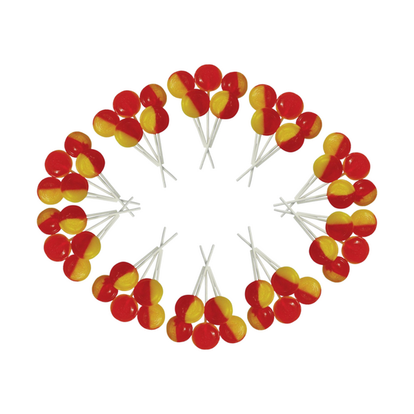 Dobsons Rhubarb and Custard Mega Lollies 50 Unwrapped Lollipops Bag British Gluten Free and Vegetarian Friendly Candy Lolly