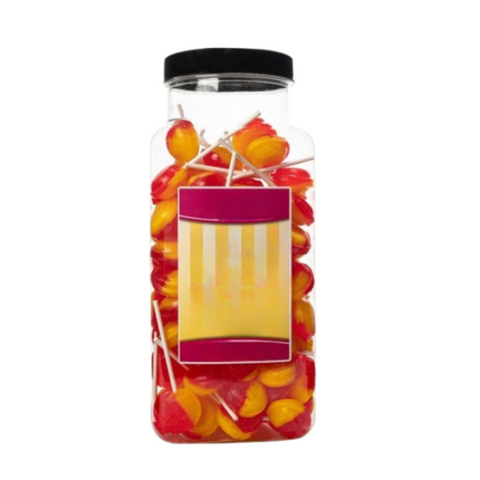 Dobsons Rhubarb and Custard Mega Lollies 90 Unwrapped Lollipops Jar British Gluten Free and Vegetarian Friendly Candy Lolly