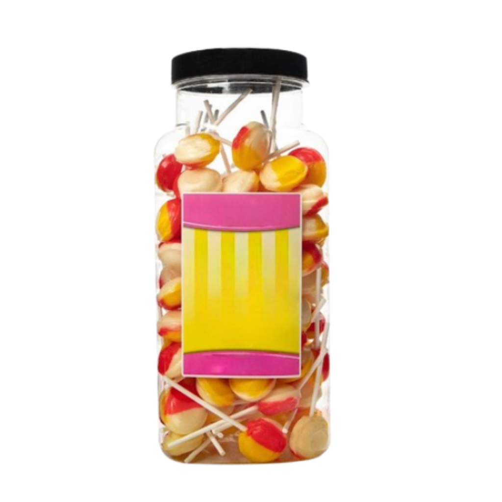 Dobsons Sherbet Pip Mega Lollies 90 Unwrapped Lollipops Jar British Gluten Free and Vegetarian Friendly Candy Lolly
