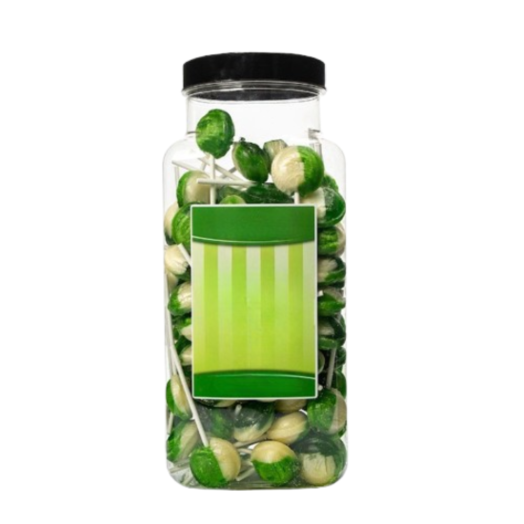 Dobsons Sour Apple Mega Lollies 90 Unwrapped Lollipops Jar British Gluten Free and Vegetarian Friendly Candy Lolly