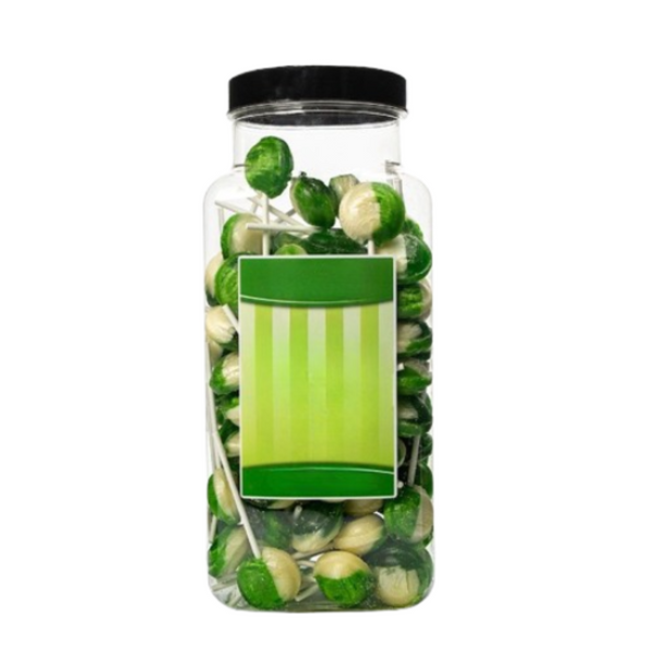 Dobsons Sour Apple Mega Lollies 90 Unwrapped Lollipops Jar British Gluten Free and Vegetarian Friendly Candy Lolly