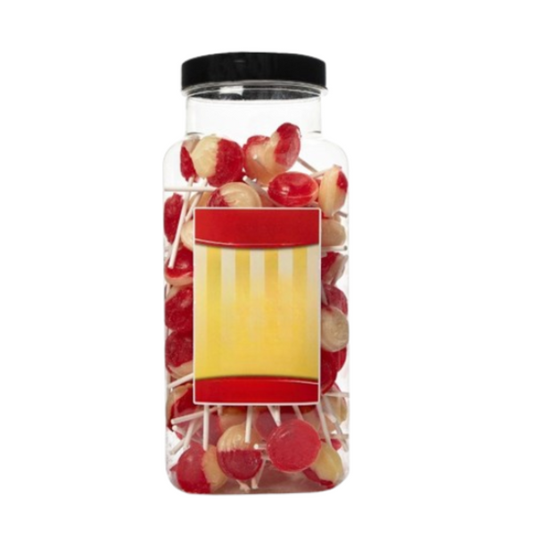 Dobsons Strawberry and Cream Mega Lollies 90 Unwrapped Lollipops Jar British Gluten Free and Vegetarian Friendly Candy Lolly