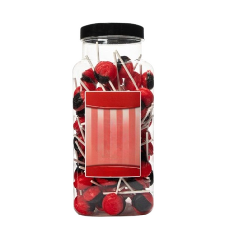 Dobsons Strawberry Split Mega Lollies 90 Unwrapped Lollipops Jar British Gluten Free and Vegetarian Friendly Candy Lolly