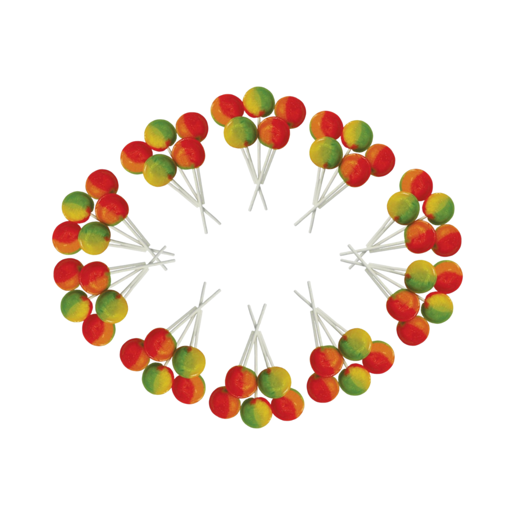 Dobsons Tropical Fruit Mega Lollies 50 Unwrapped Lollipops Bag British Gluten Free and Vegetarian Friendly Candy Lolly