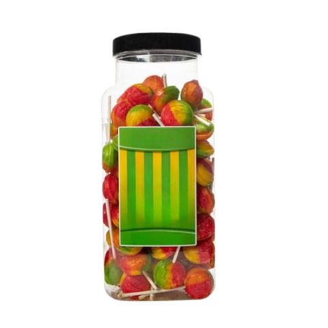 Dobsons Tropical Fruit Mega Lollies 90 Unwrapped Lollipops Jar British Gluten Free and Vegetarian Friendly Candy Lolly