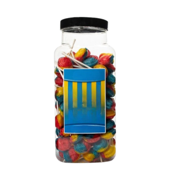 Dobsons Tutti Frutti Mega Lollies 90 Unwrapped Lollipops Jar British Gluten Free and Vegetarian Friendly Candy Lolly