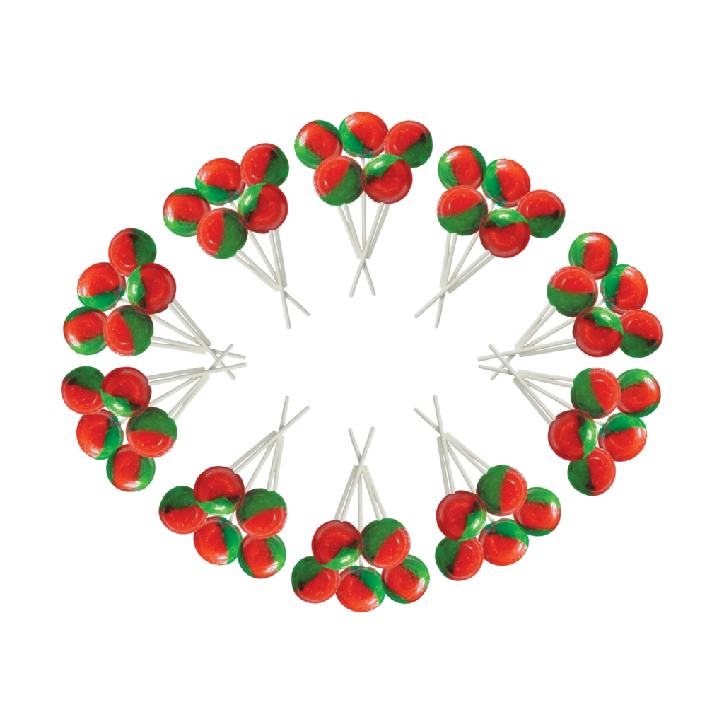 Dobsons Watermelon Mega Lollies 50 Unwrapped Lollipops Bag British Gluten Free and Vegetarian Friendly Candy Lolly