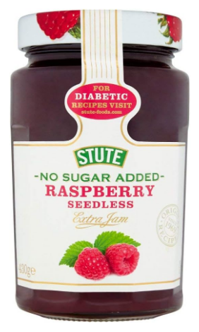 Stute No Sugar Added Raspberry Seedless Extra Jam 430g (Pack of 6)