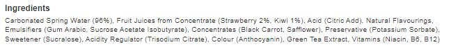 Rubicon Spring Strawberry Kiwi Flavoured Sparkling Spring Water, 500ml (Pack of 12)