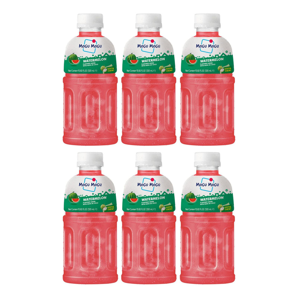Mogu Mogu Watermelon Flavour Drink with Nata De Coco 320ml (Pack of 6)