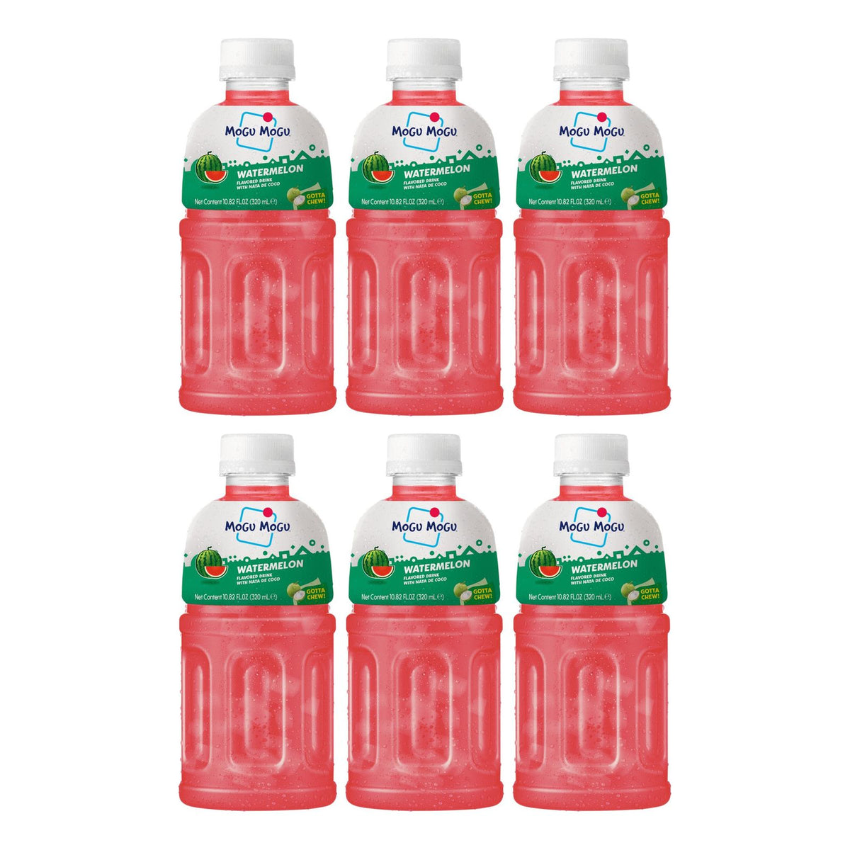 Mogu Mogu Watermelon Flavour Drink with Nata De Coco 320ml (Pack of 6)