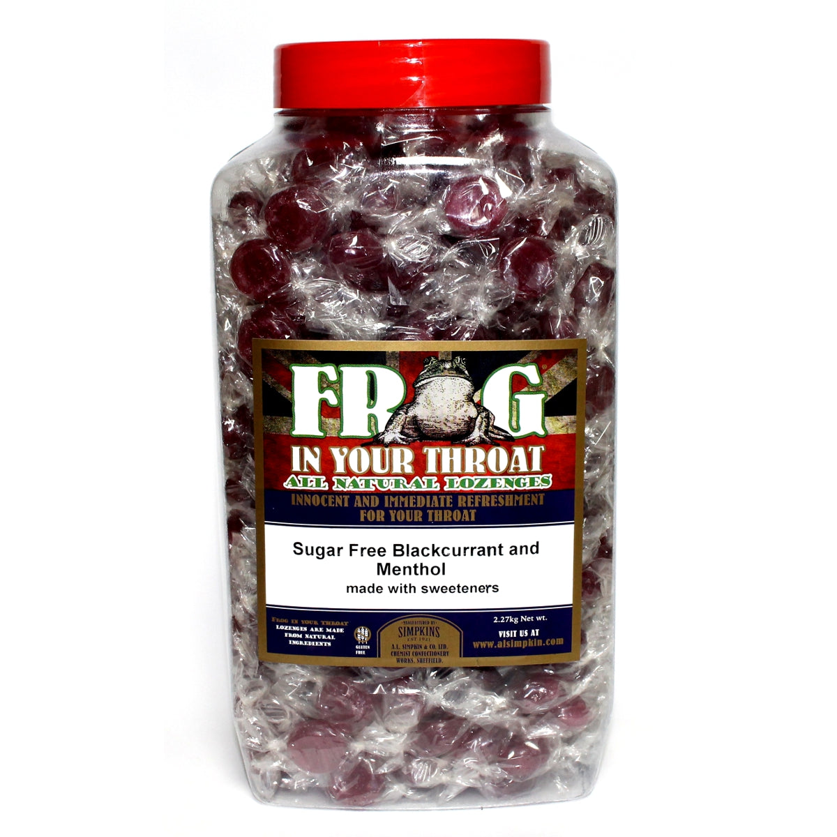 Sugar and Gluten Free Blackcurrant & Menthol Cough Sweets – 5lb Jar