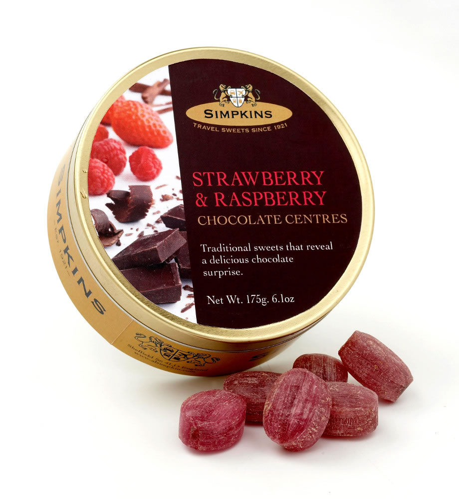 Simpkins Chocolate Strawberry and Raspberry Drops (Pack of 6)