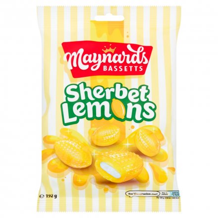 Maynards Bassetts Sherbet Lemons Sweets Bag 192g (Pack of 12)