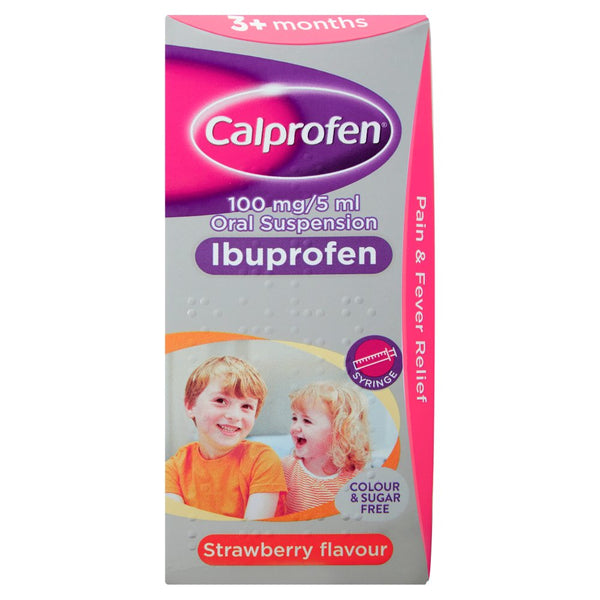 Calprofen® 100mg/5ml Oral Suspension Ibuprofen Strawberry Flavour 3+ Months 100ml