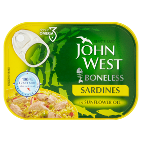 John West Boneless Sardines in Sunflower Oil 95g (Pack of 12)