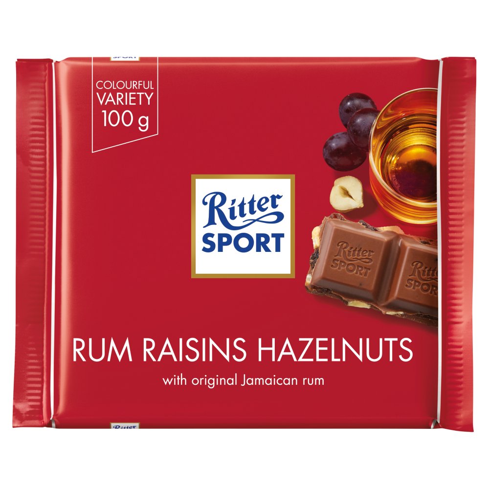 Ritter Sport Rum Raisins Hazelnuts 100g