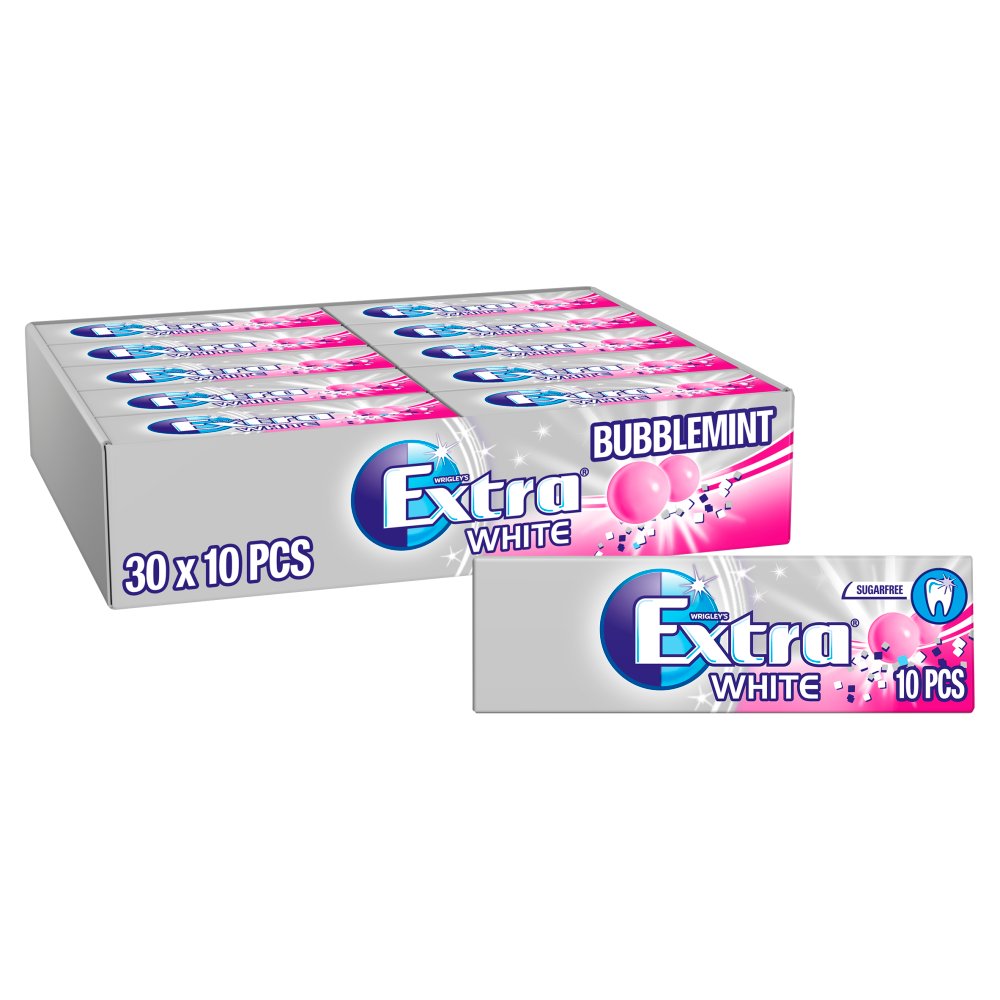 Extra White Bubblemint Chewing Gum Sugar Free 10 Pieces
