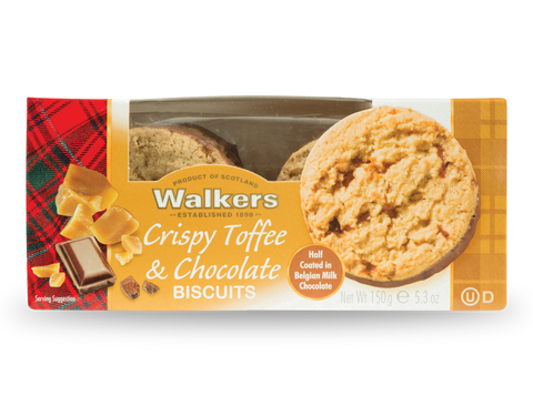 Walkers Crispy Toffee & Chocolate Biscuits 150g (Pack of 6)