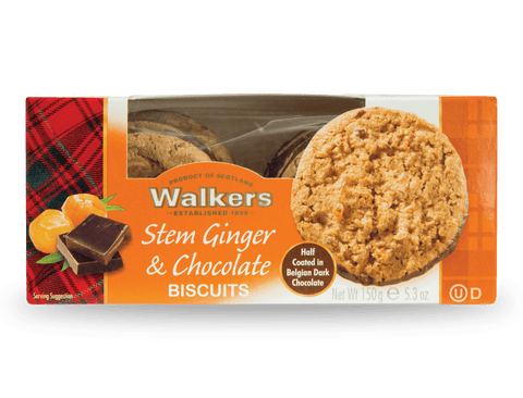 Walkers Stem Ginger & Chocolate Biscuits 150g (Pack of 6)