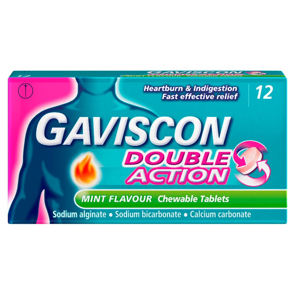 Gaviscon Double Action Mint Flavour Chewable Tablets 12 Tablets