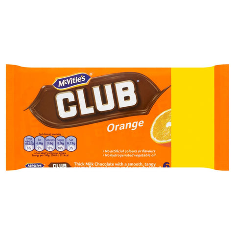 McVitie's Club Orange Chocolate Biscuits Bars (6 2g) 
