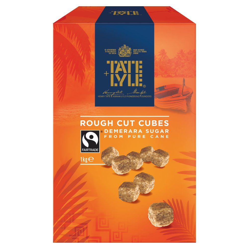 Tate & Lyle Fairtrade Cane Sugar Demerara Rough Cut Unrefined Sugar Cubes 1kg
