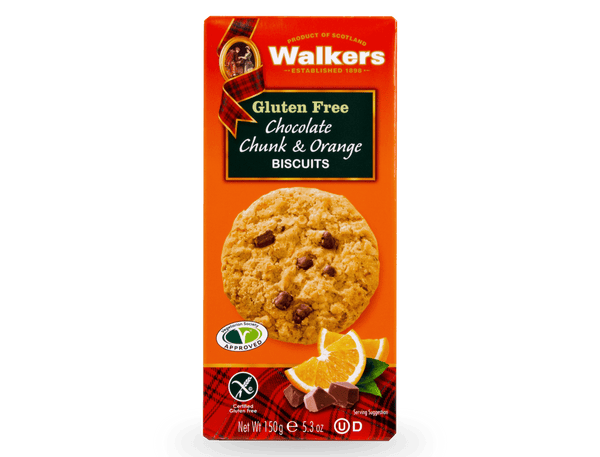 Walkers Gluten Free Chocolate Chunk & Orange Biscuits 150g (Pack of 6)