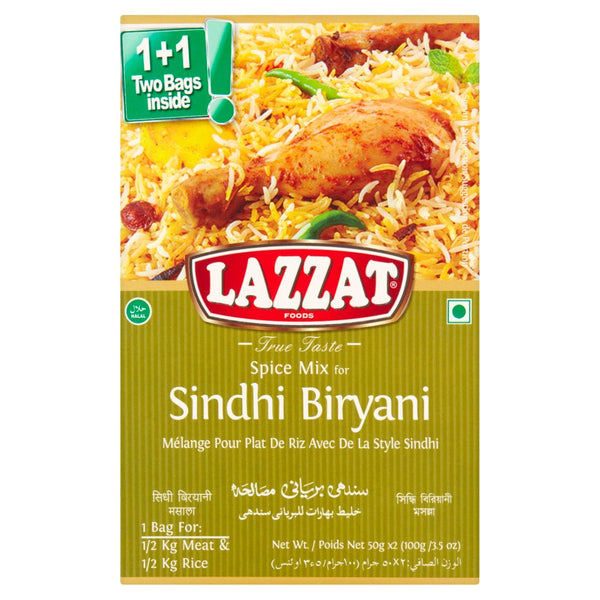Lazzat Foods True Taste Spice Mix for Sindhi Biryani (2 x 50g)