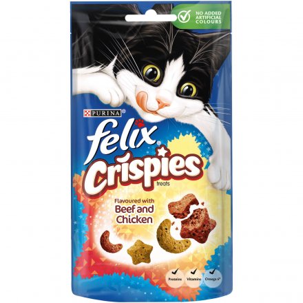 Felix Crispies Cat Treats Beef and Chicken 45g (Pack of 8)