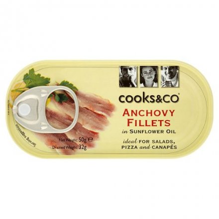 Cooks & Co Anchovy Fillets in Sunflower Oil 50g (Pack of 10)