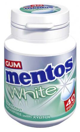 Mentos White Gum Spearmint Bottle 40s (Pack of 6)