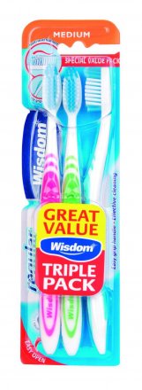 Wisdom Regular Plus Medium Toothbrush Triple Pack (Pack of 6)