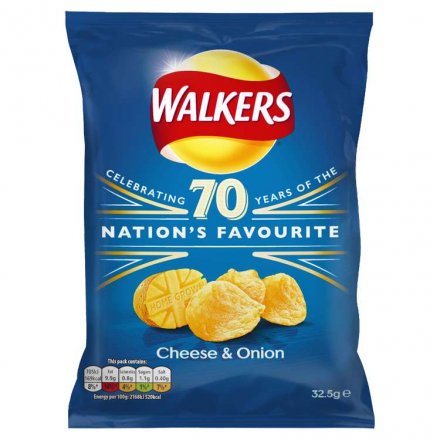 Walkers Crisps Cheese & Onion 32.5g (Pack of 32)