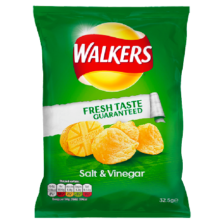 Walkers Crisps Salt & Vinegar 32.5g (Pack of 32)