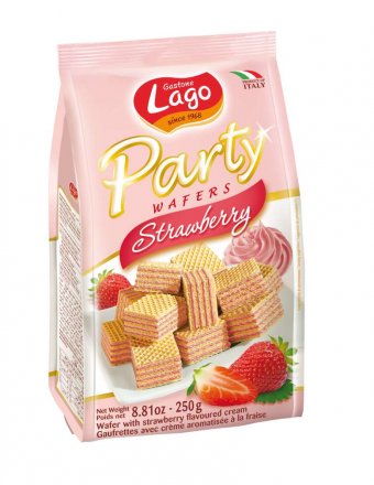 Lago Party Strawberry Wafers 250g (Pack of 10)