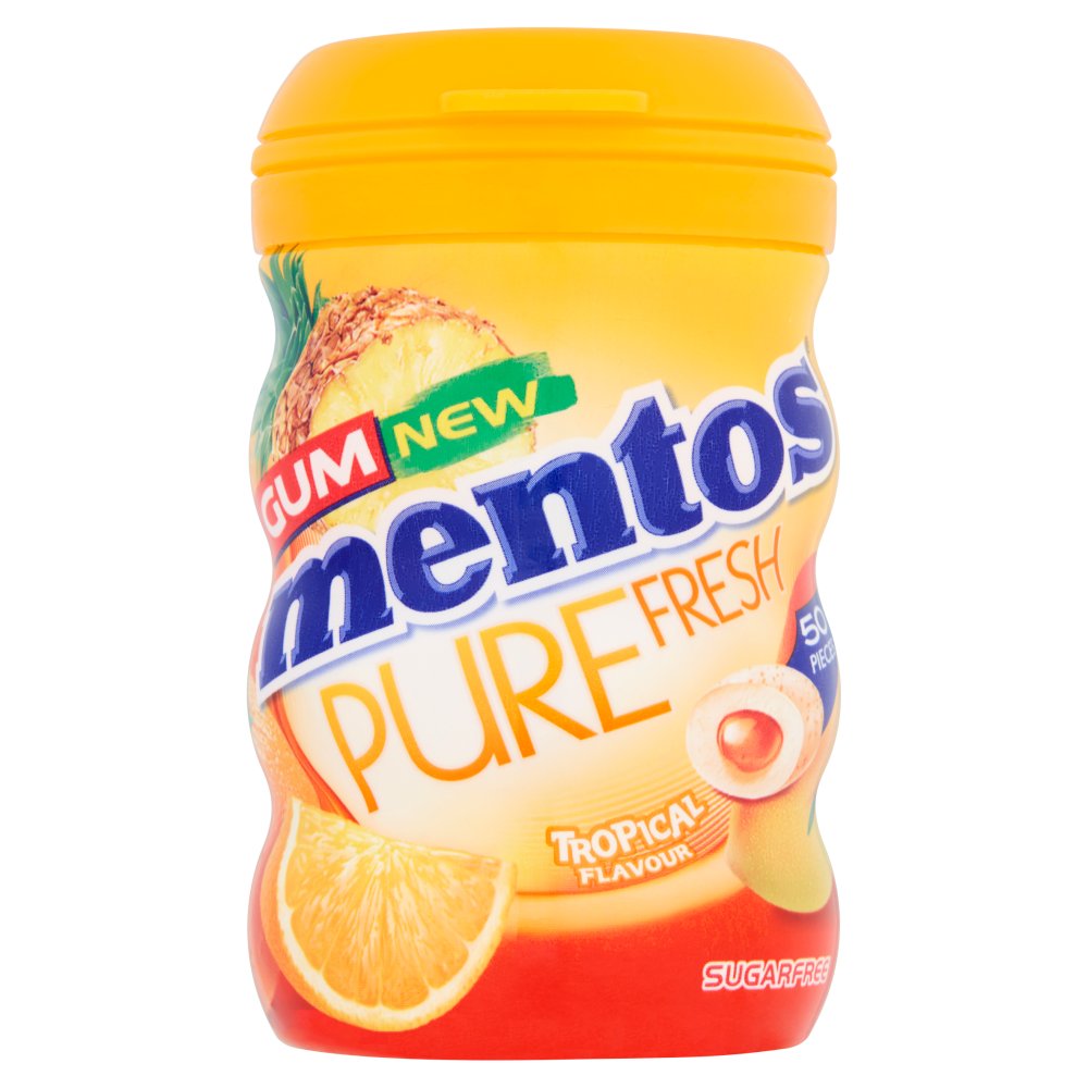 Mentos Gum Pure Fresh Tropical Flavour 50 Pieces 100g