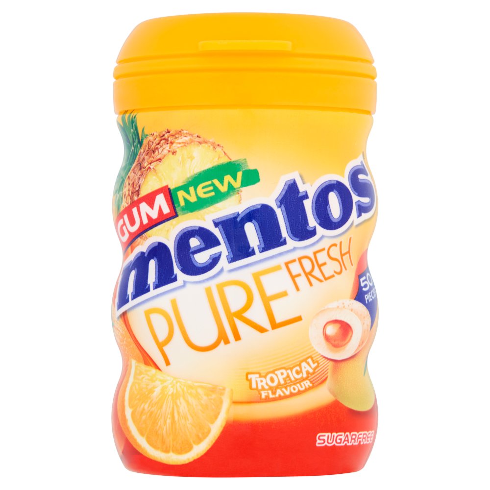 Mentos Gum Pure Fresh Tropical Flavour 50 Pieces 100g