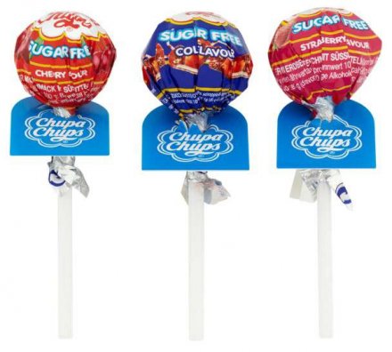 Chupa Chups Sugar Free Lollipop Cherry, Cola & Strawberry Flavoured Assorted Sweets - Lollies 12g (Pack 50)