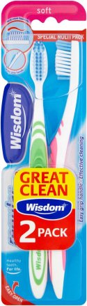 Wisdom Regular Plus Soft Toothbrush Twin Pack (Pack of 6)