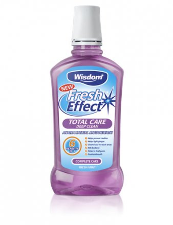 Wisdom Fresh Effect Total Care Mouthwash 500ml (Pack of 8)