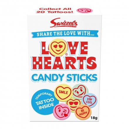 Swizzels Love Heart Candy Sticks 18g (Pack of 36)